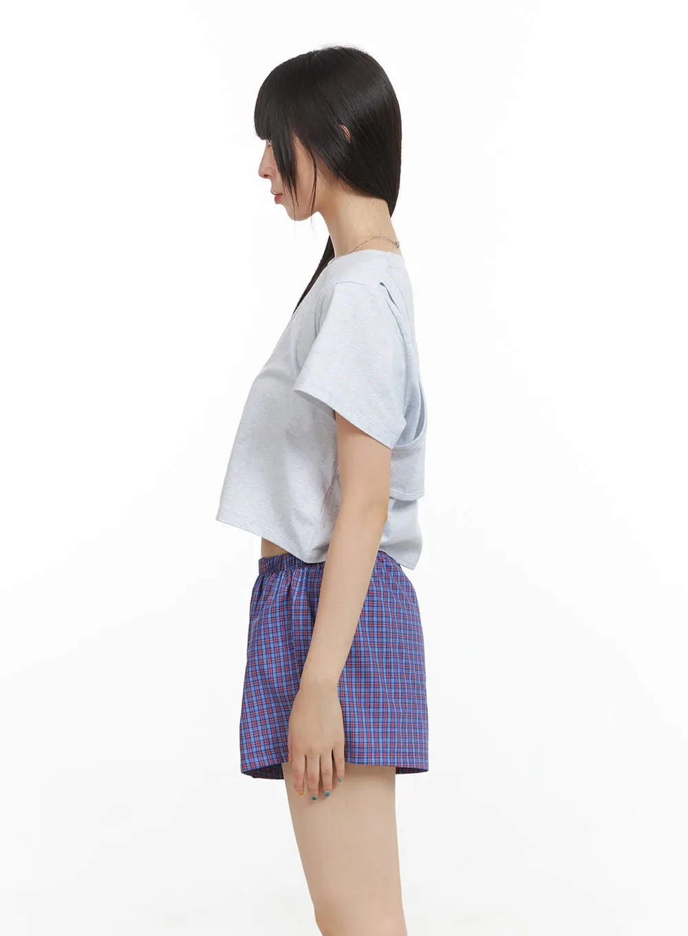 Layered Back Short Sleeve Crop Shirt CG409 sold by Lewkin product image thumbnail 5