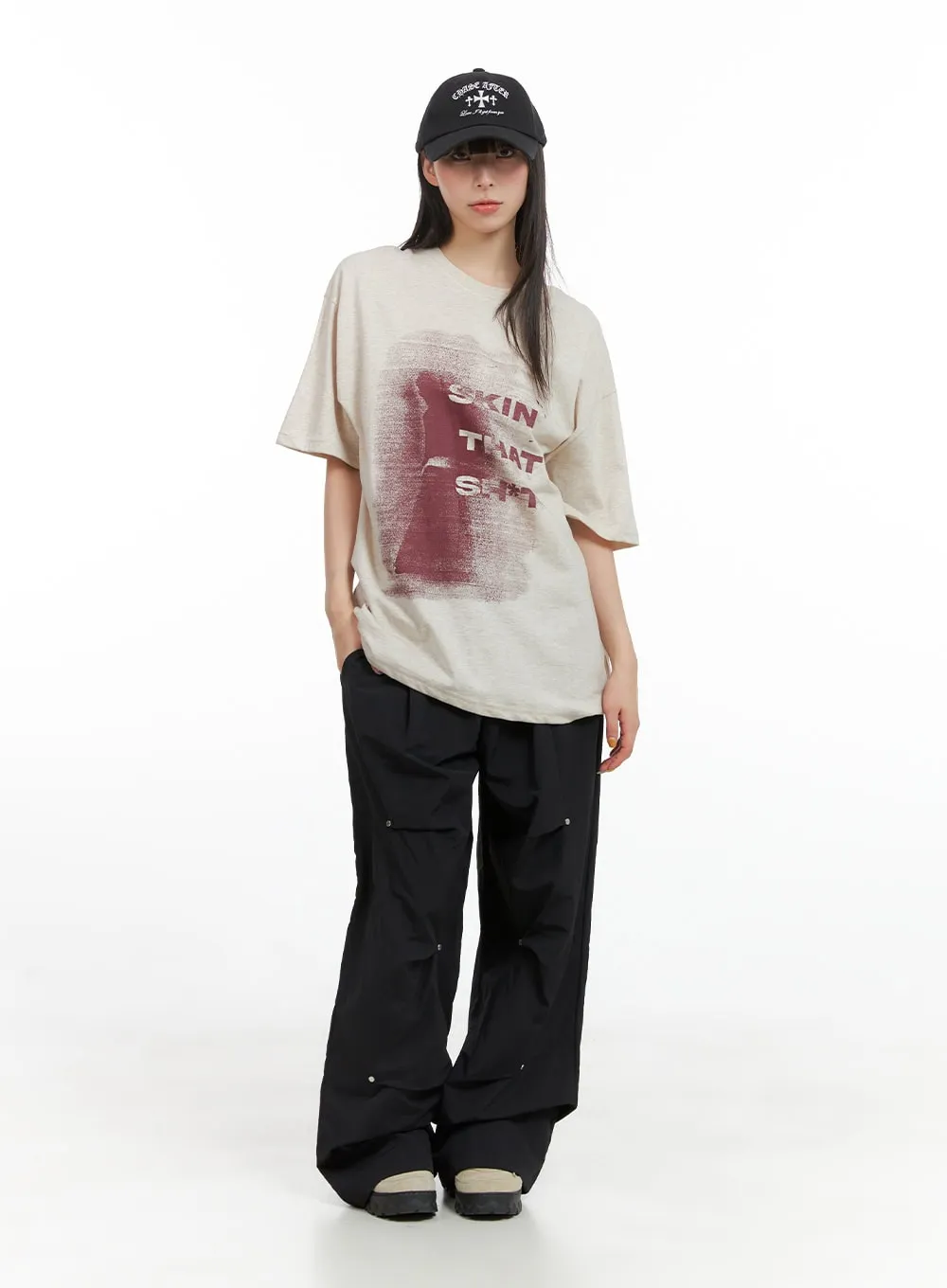 Oversized Graphic Round Neck Top CG409 sold by Lewkin product image thumbnail 2