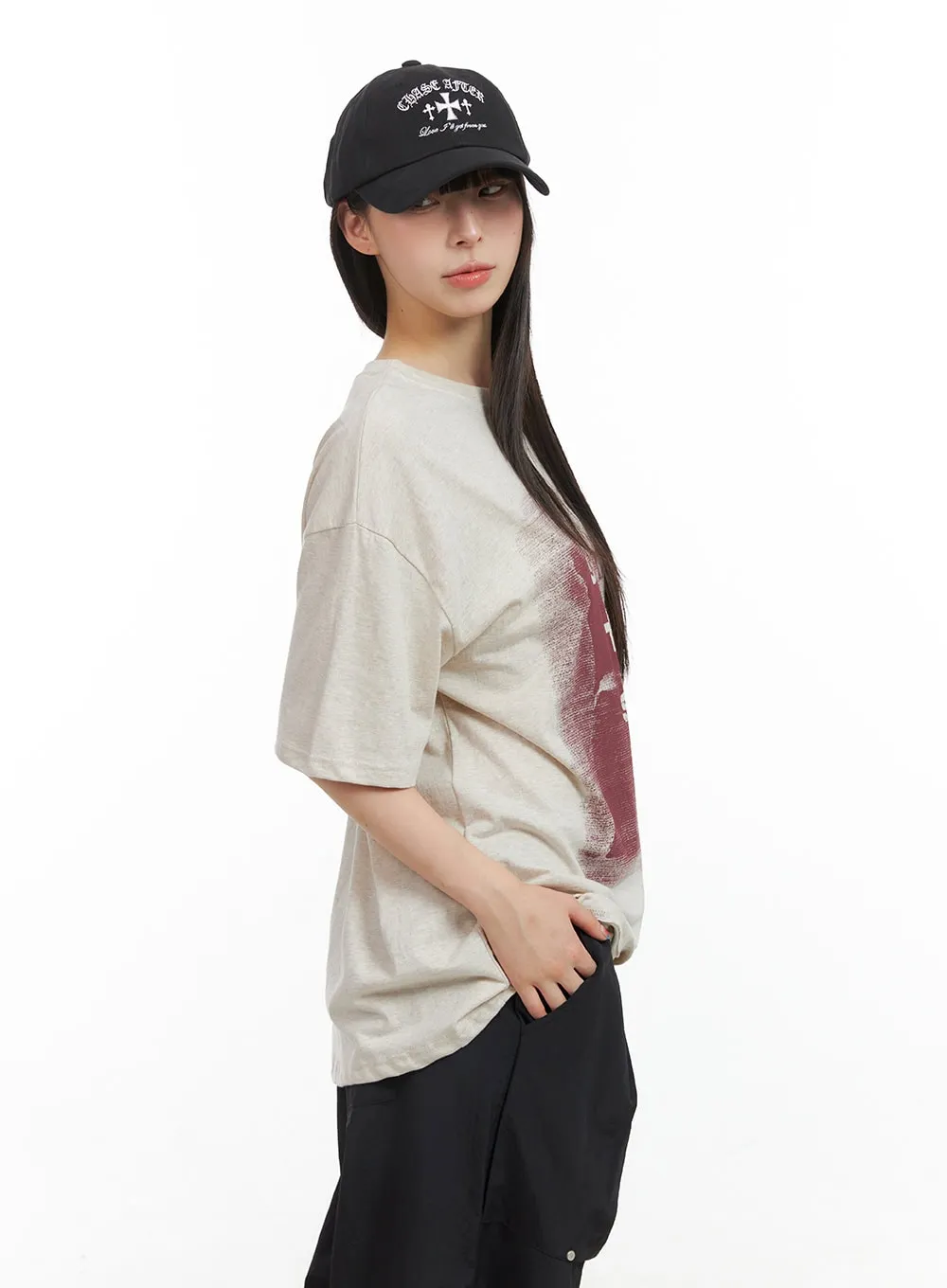 Oversized Graphic Round Neck Top CG409 sold by Lewkin product image thumbnail 4