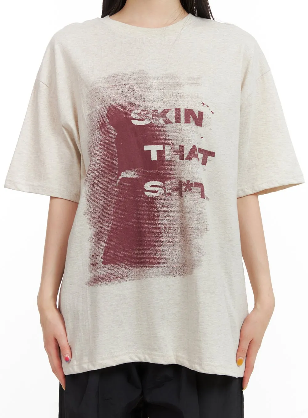 Oversized Graphic Round Neck Top CG409 sold by Lewkin product image thumbnail 3