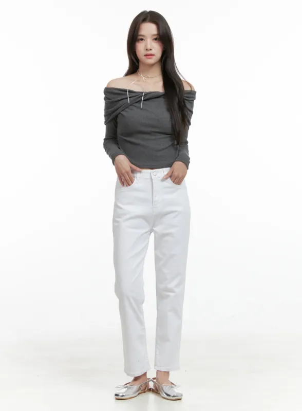 Solid Cotton Straight Pants OG412 sold by Lewkin