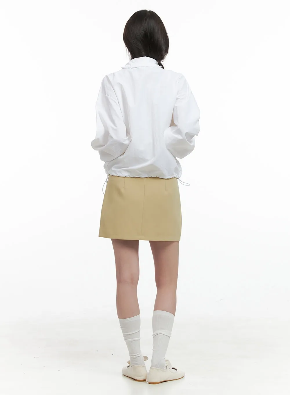 Solid Flare Mini Skirt OG412 sold by Lewkin product image thumbnail 5
