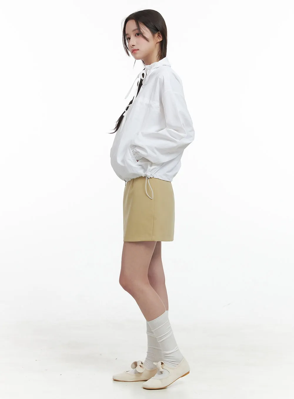 Solid Flare Mini Skirt OG412 sold by Lewkin product image thumbnail 4