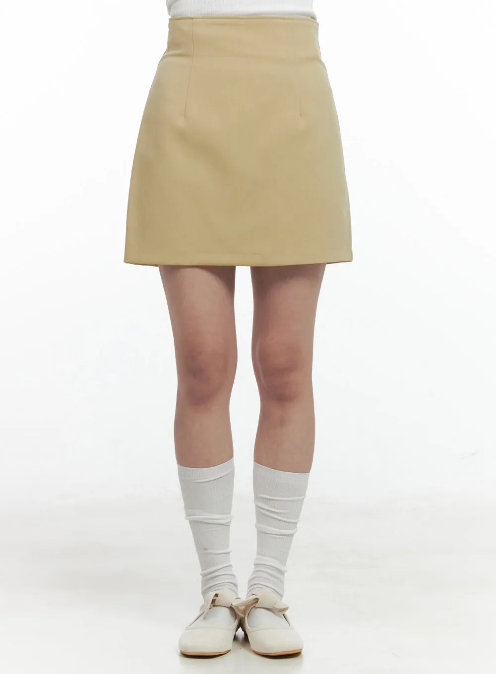 Solid Flare Mini Skirt OG412 sold by Lewkin product image thumbnail 2