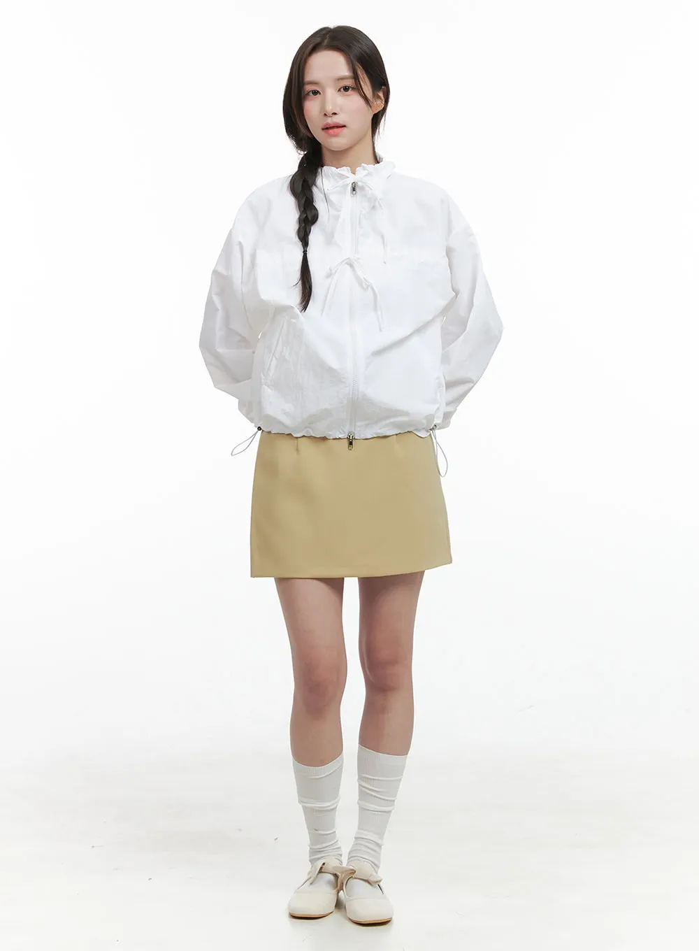 Solid Flare Mini Skirt OG412 sold by Lewkin product image thumbnail 3