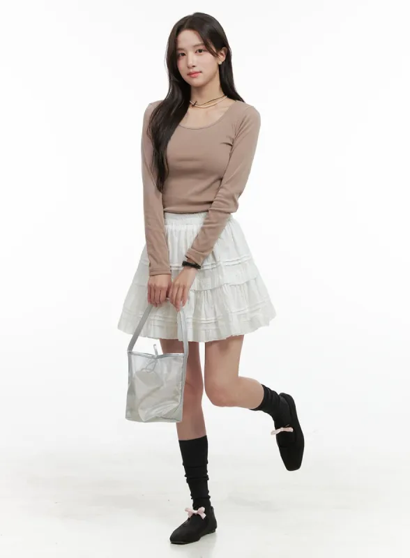 Ruffle Banded Mini Skirt OG412 sold by Lewkin