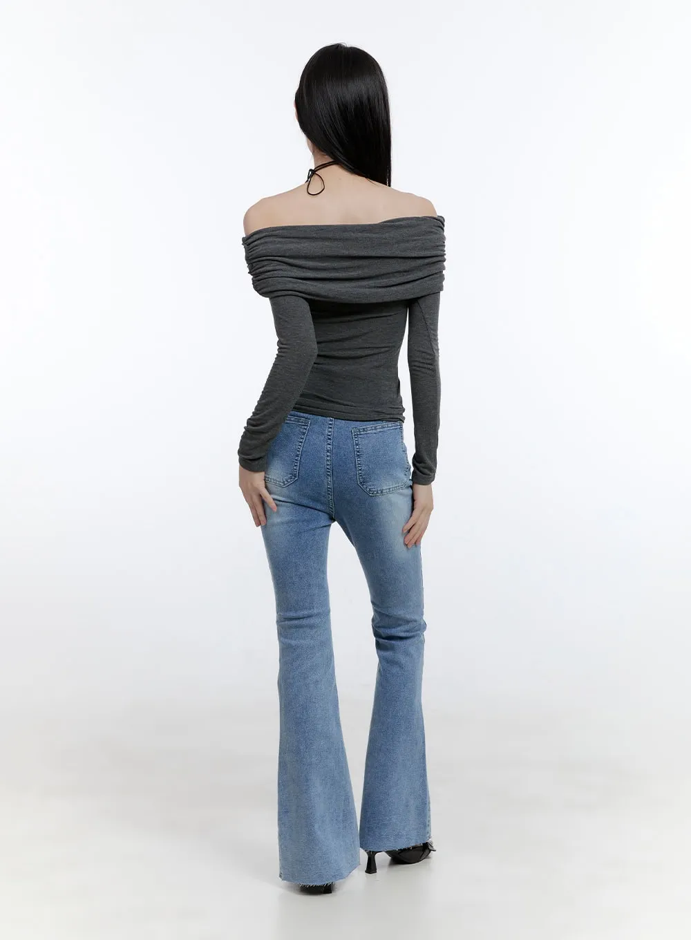 Long Sleeve Off-Shoulder Slim Top CG412 sold by Lewkin product image thumbnail 4