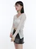 Buttoned V-Neck See-Through Top CG412 sold by Lewkin