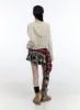 Asymmetrical Ruffle Checkered Mini Skirt CG412 sold by Lewkin