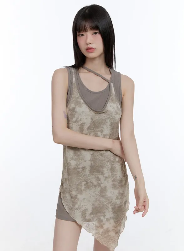 Unbalanced Layered Mini Dress CG413 sold by Lewkin