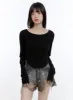 Boat Neck Solid Long Sleeve Crop Top CG413 sold by Lewkin