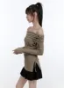 Elegant Off-Shoulder X-Strap Long Sleeve Top CG413 sold by Lewkin