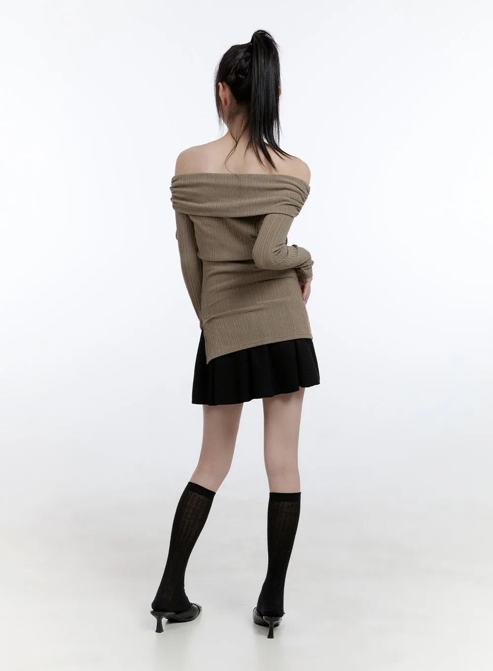 Elegant Off-Shoulder X-Strap Long Sleeve Top CG413 sold by Lewkin product image thumbnail 4