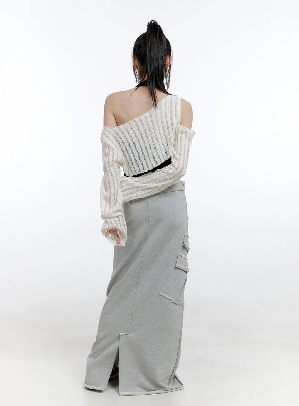Distressed Sweat Maxi Skirt CG413 sold by Lewkin product image thumbnail 4