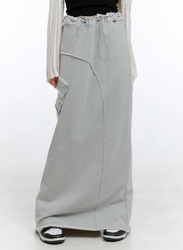 Distressed Sweat Maxi Skirt CG413 sold by Lewkin