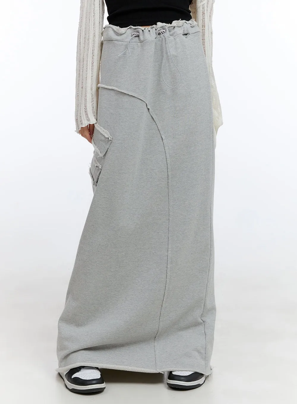 Distressed Sweat Maxi Skirt CG413 sold by Lewkin