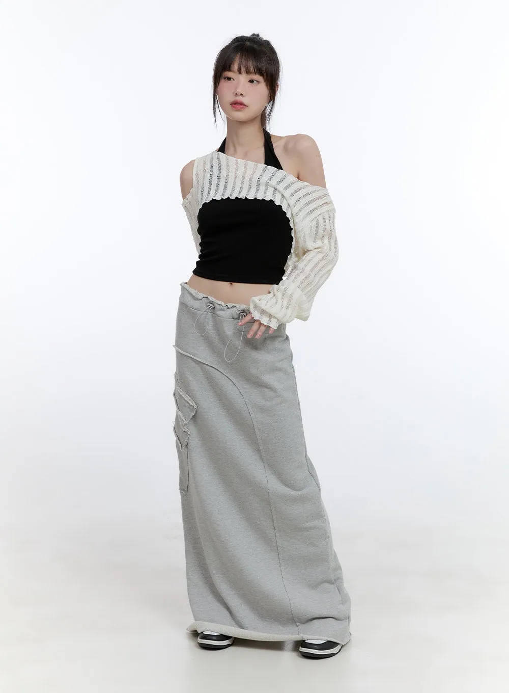 Distressed Sweat Maxi Skirt CG413 sold by Lewkin product image thumbnail 2