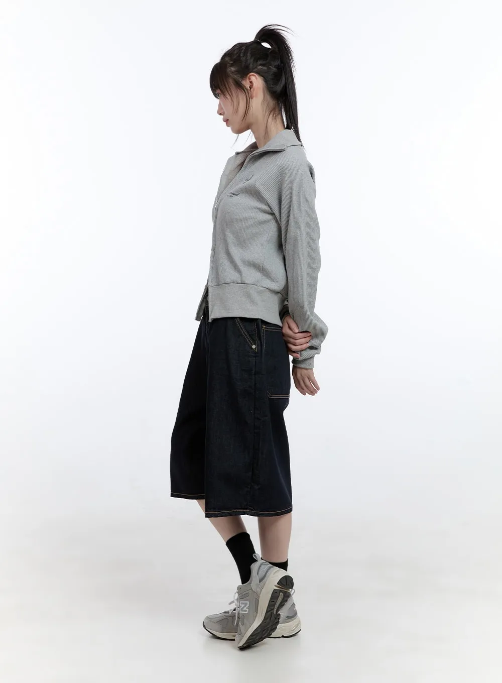 Cotton Two-Way Zip-Up Graphic Sweat Hoodie CG413 sold by Lewkin product image thumbnail 4