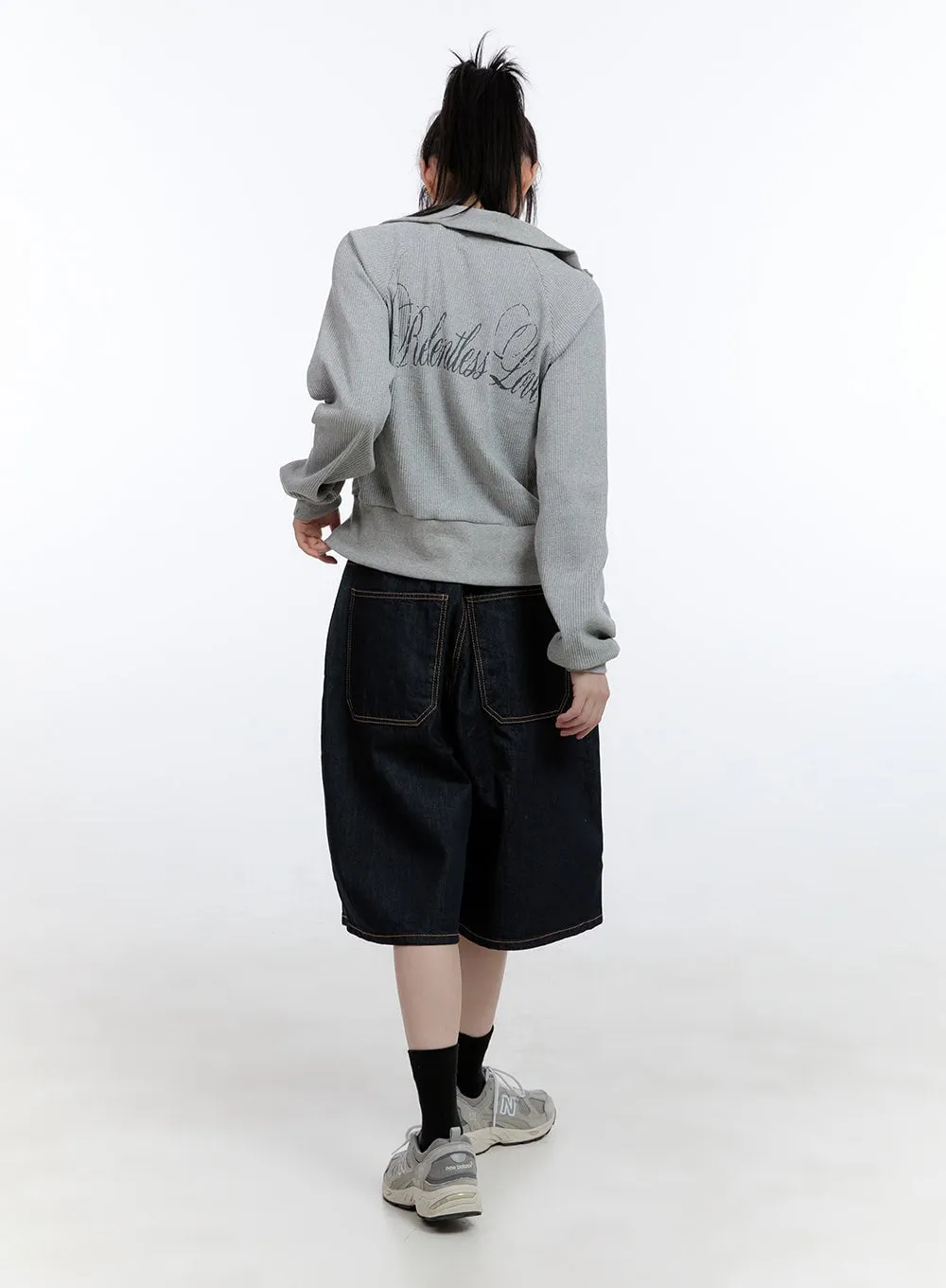 Cotton Two-Way Zip-Up Graphic Sweat Hoodie CG413 sold by Lewkin product image thumbnail 5