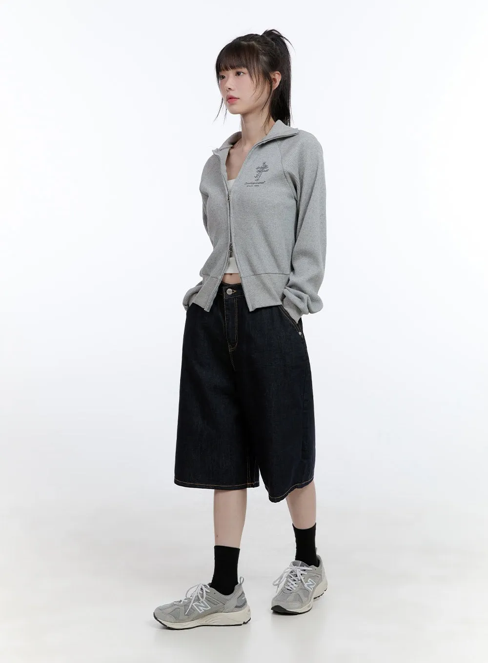 Cotton Two-Way Zip-Up Graphic Sweat Hoodie CG413 sold by Lewkin product image thumbnail 3