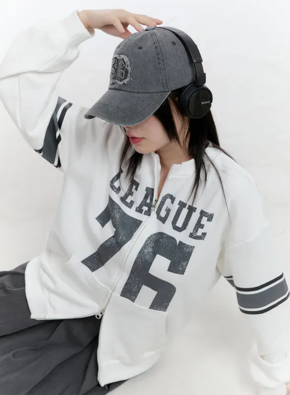 Oversized Zip-Up Sweatshirt CG413 sold by Lewkin