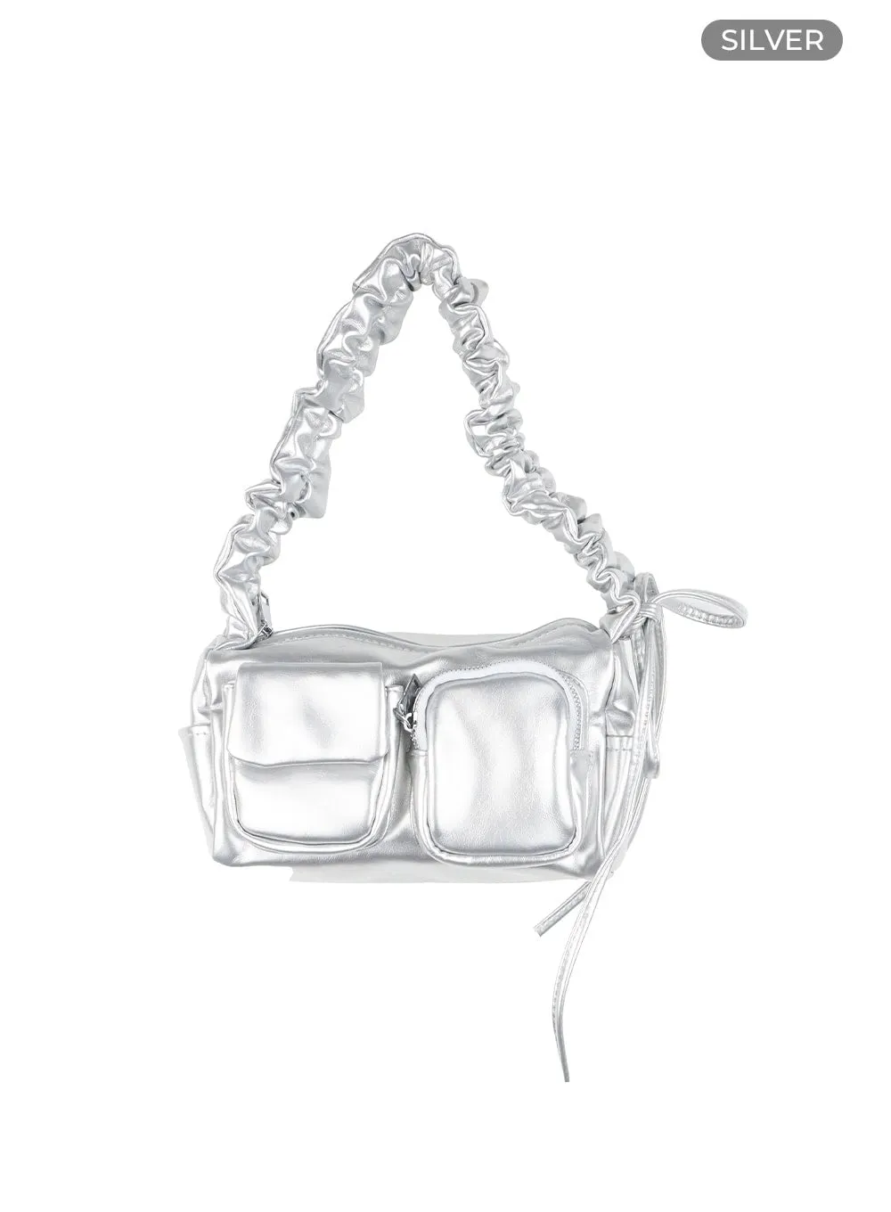 Shirred Faux Leather Shoulder Bag CG414 sold by Lewkin product image thumbnail 5