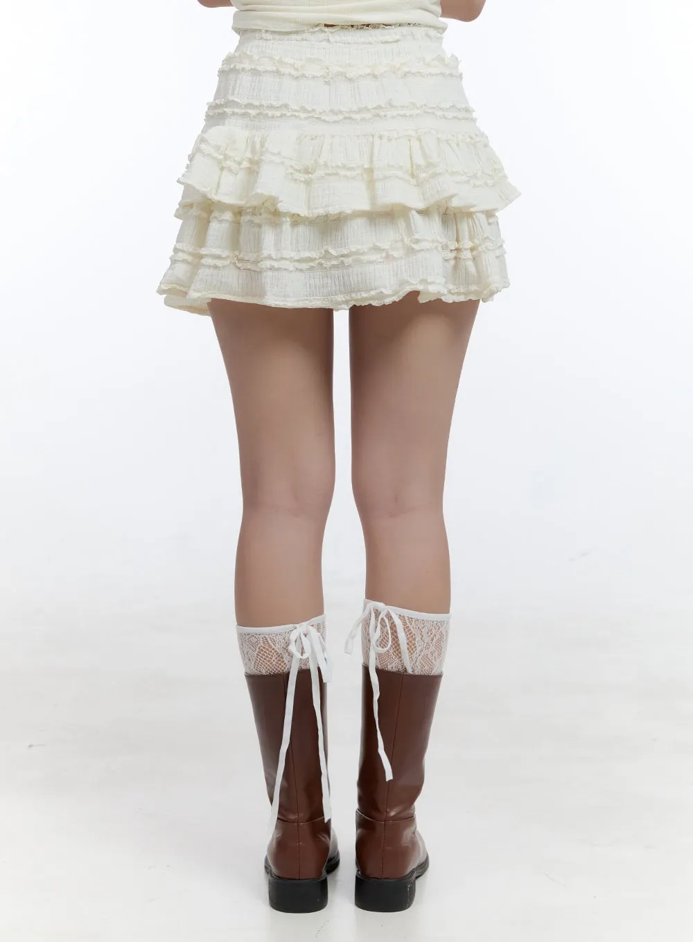 Cotton Ruffle Lace Mini Skirt CG414 sold by Lewkin product image thumbnail 5