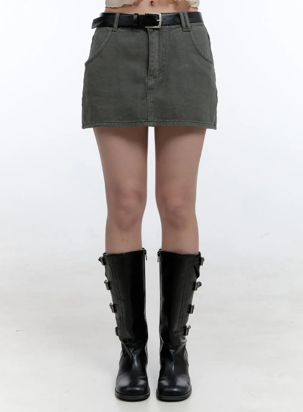 Solid Cotton Mini Skirt CG414 sold by Lewkin