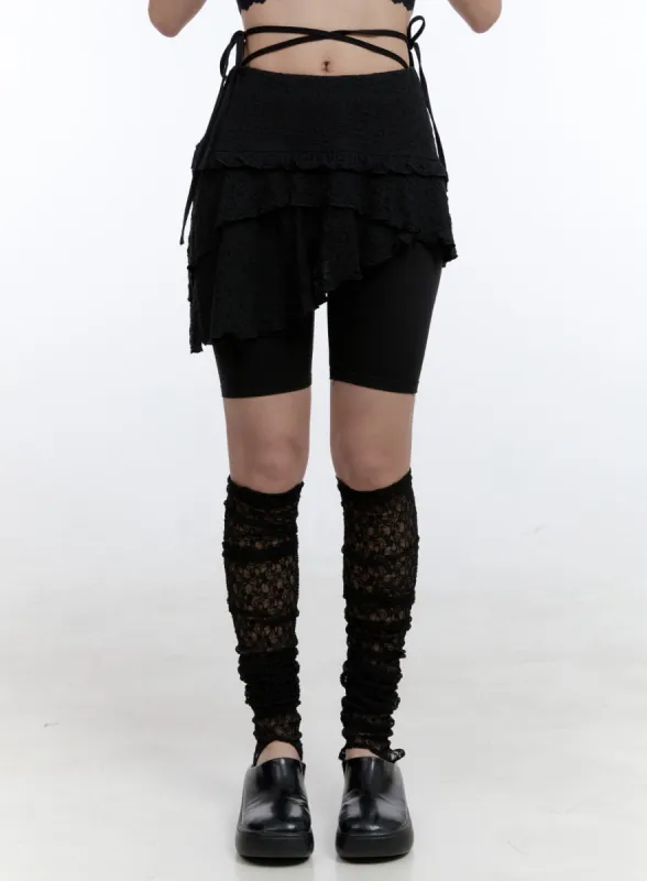 Frill Strap Wrinkled Skirt Biker Shorts CG414 sold by Lewkin