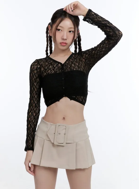 Lace Buttoned Crop Cardigan CG414 sold by Lewkin