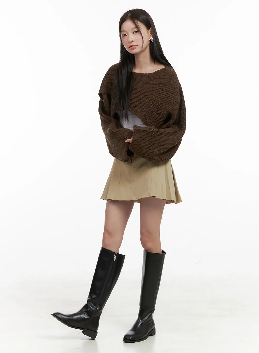 A-Line Pleated Mini Skirt OG416 sold by Lewkin product image thumbnail 3