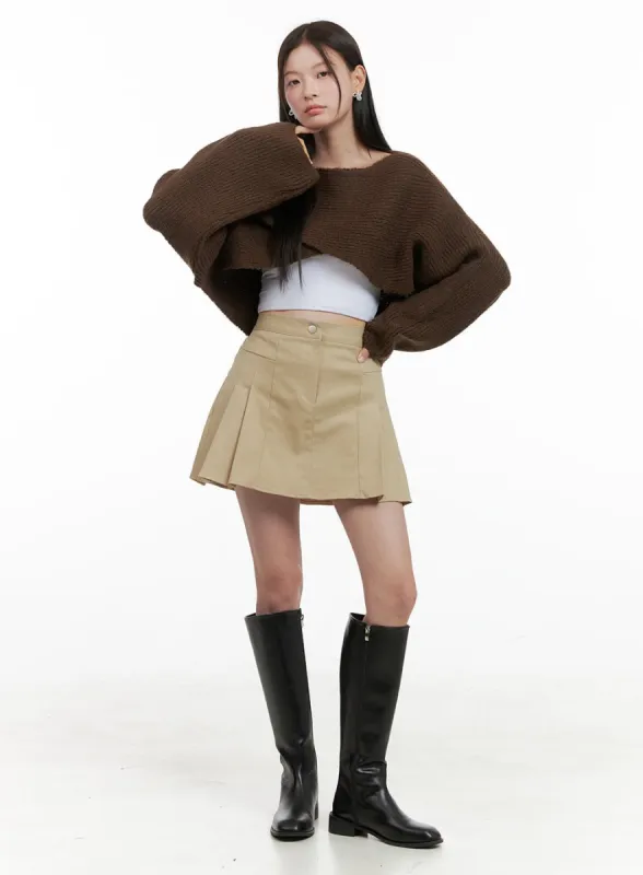 A-Line Pleated Mini Skirt OG416 sold by Lewkin