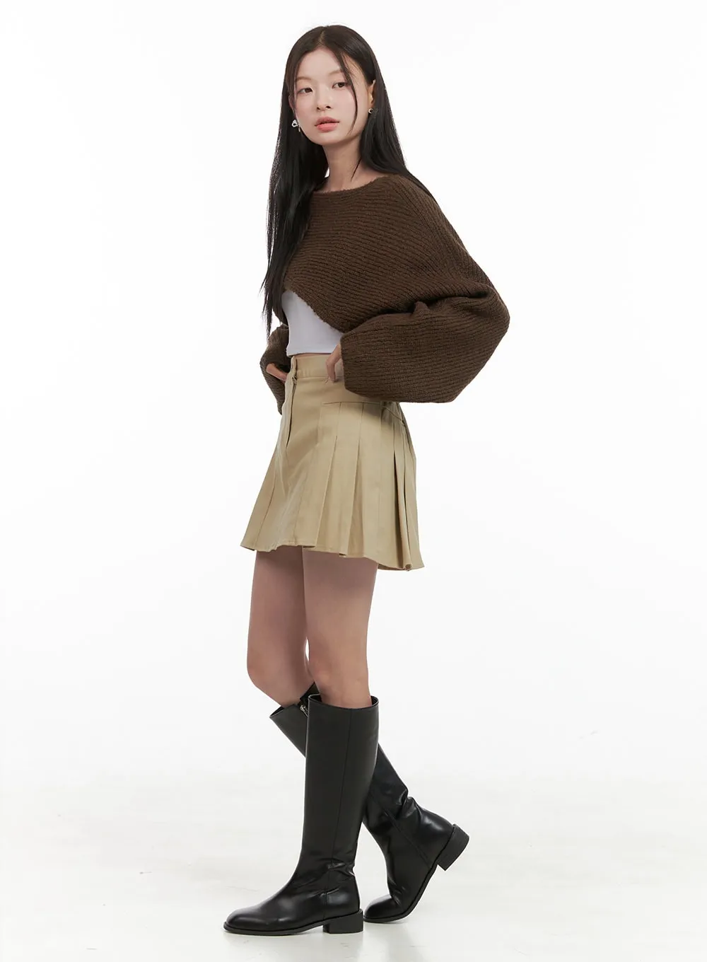 A-Line Pleated Mini Skirt OG416 sold by Lewkin product image thumbnail 4