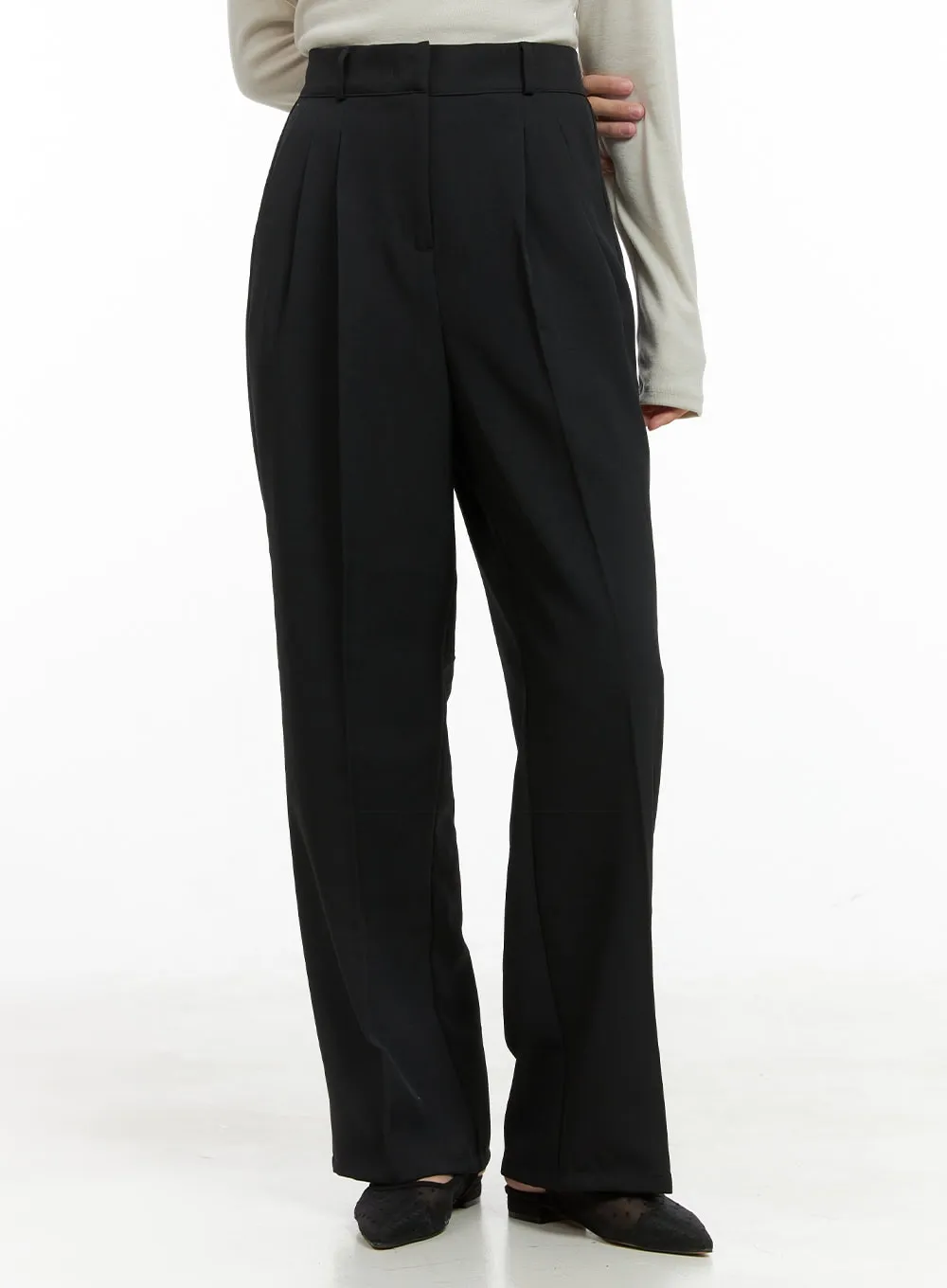 Banded Pintuck Wide Leg Pants OG416 sold by Lewkin product image thumbnail 2
