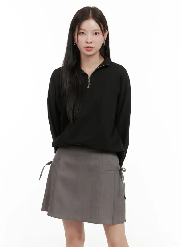 Half Zip-Up Solid Sweatshirt OG416 sold by Lewkin