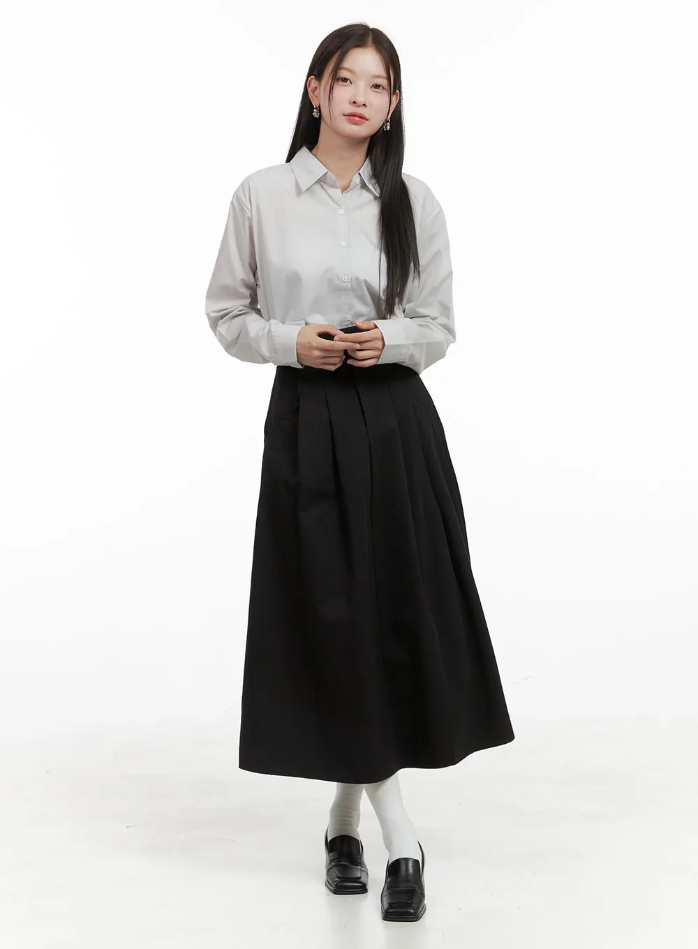 Solid Button-Up Blouse OG419 sold by Lewkin product image thumbnail 2