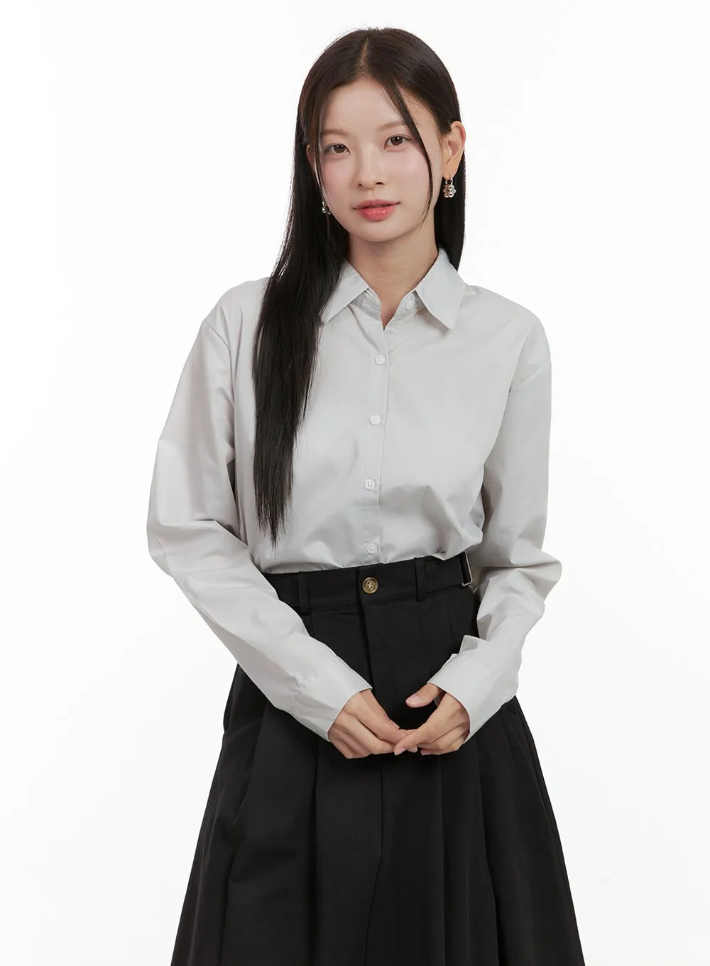 Solid Button-Up Blouse OG419 sold by Lewkin product image thumbnail 4