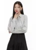 Solid Button-Up Blouse OG419 sold by Lewkin