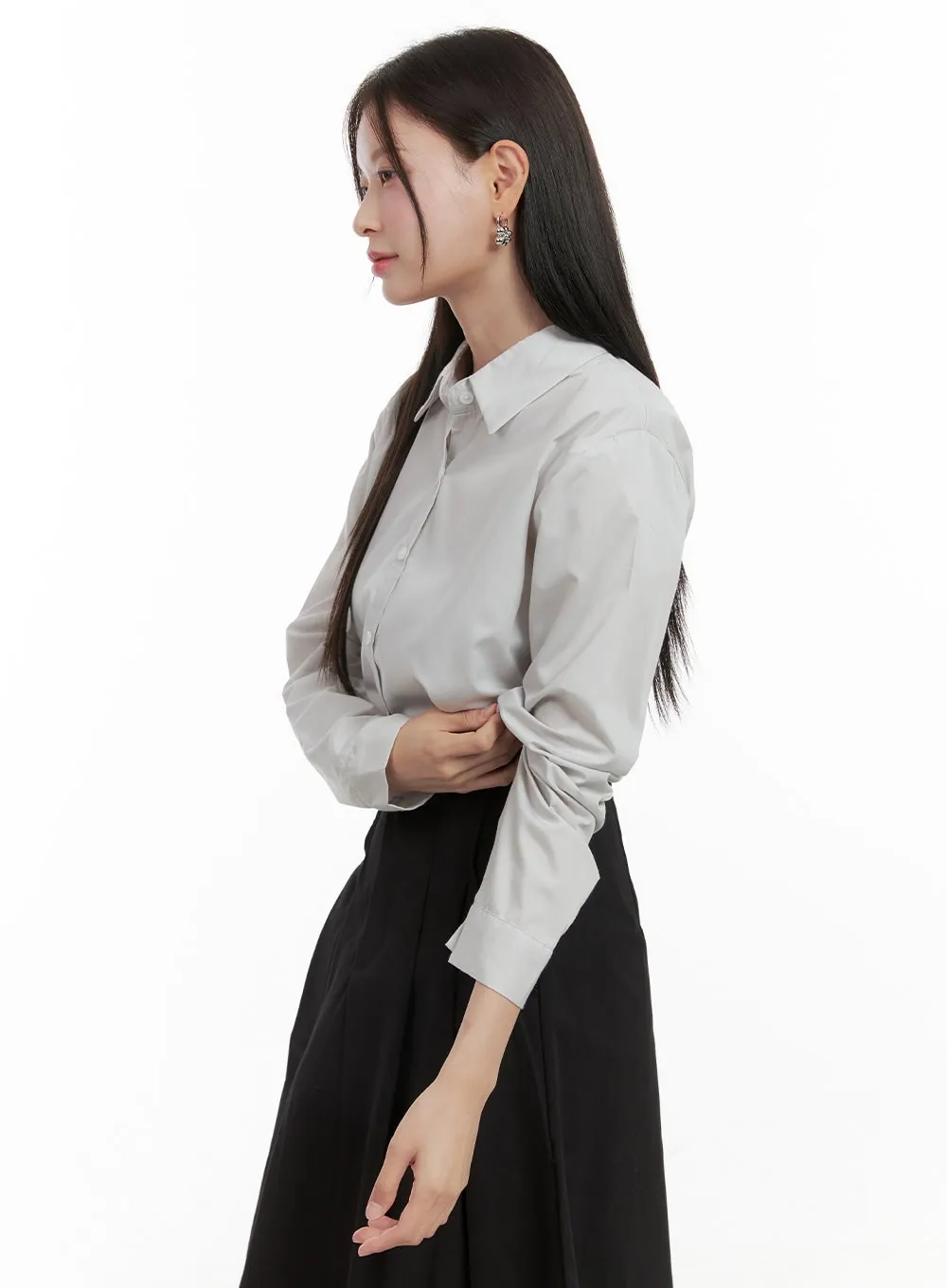 Solid Button-Up Blouse OG419 sold by Lewkin product image thumbnail 5