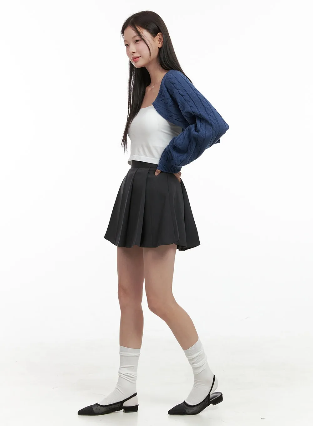 Solid Pleated Mini Skirt OG419 sold by Lewkin product image thumbnail 4