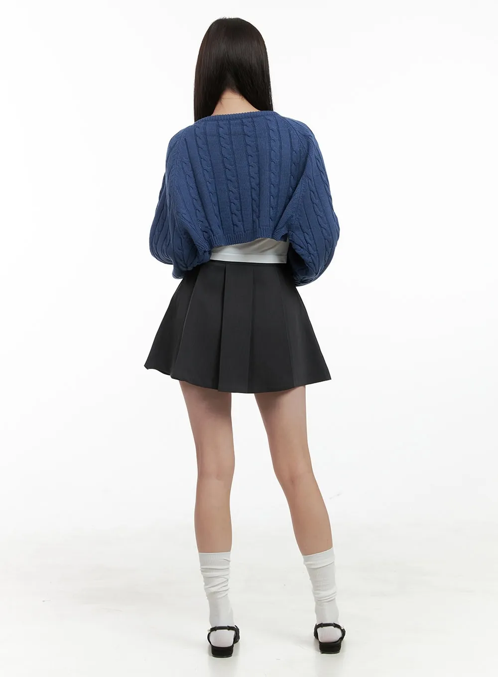 Solid Pleated Mini Skirt OG419 sold by Lewkin product image thumbnail 5