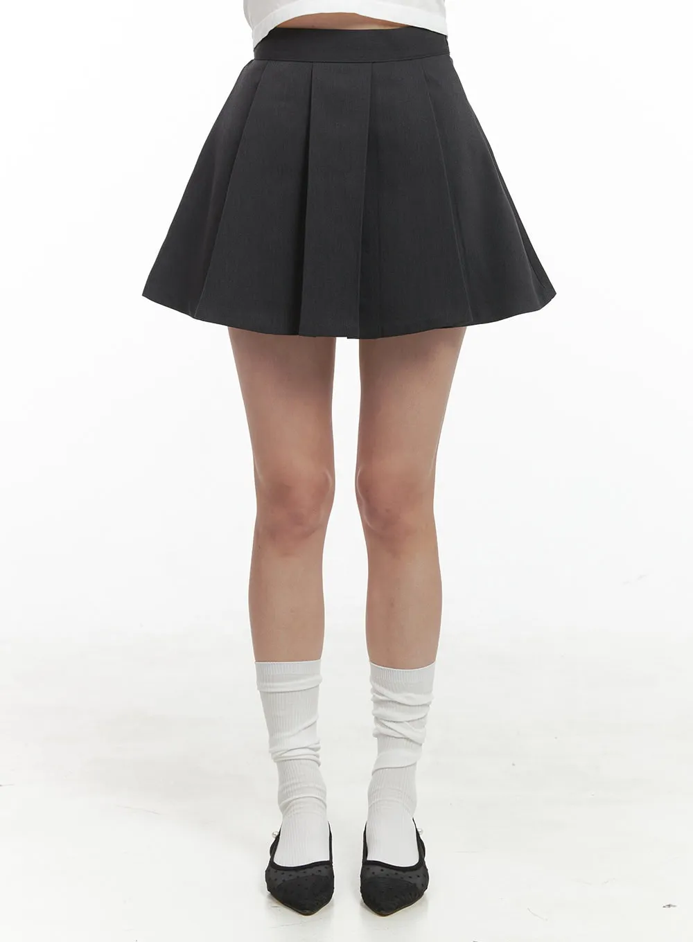 Solid Pleated Mini Skirt OG419 sold by Lewkin product image thumbnail 2