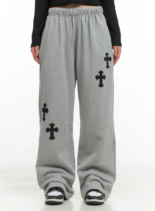 Cozy Patchwork Graphic Sweatpants CG419 sold by Lewkin