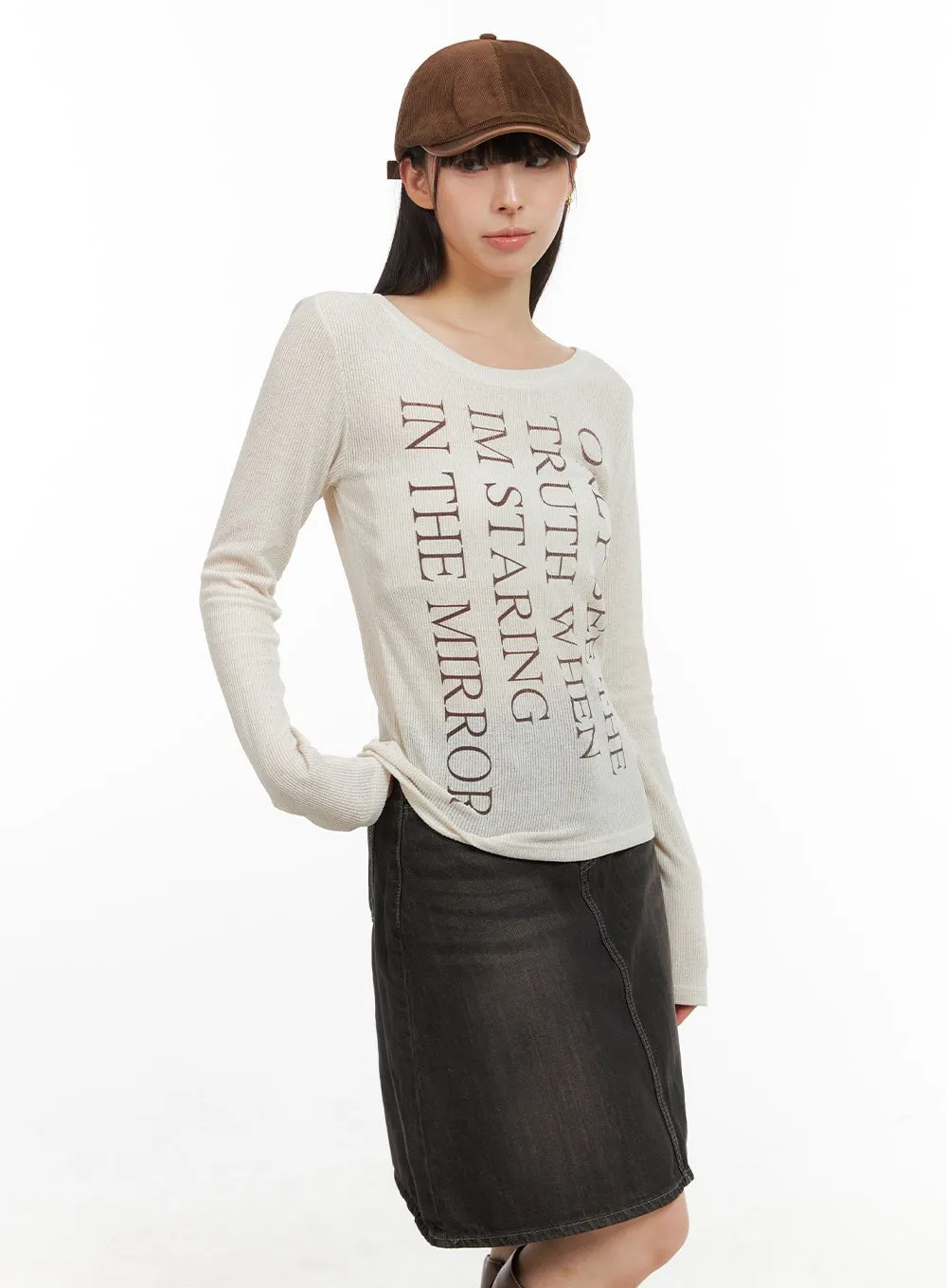 Sheer Lettered Long Sleeve CG419 sold by Lewkin