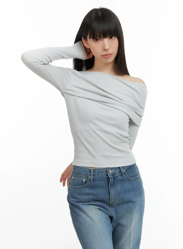Shirred One Shoulder Crop Top CG419 sold by Lewkin