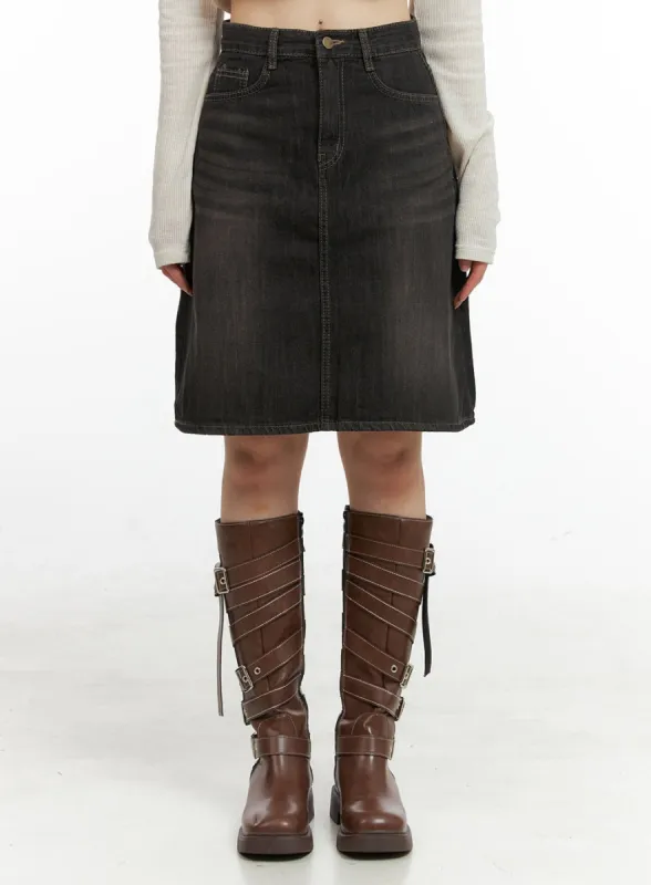 Bella Denim Washed Midi Skirt CG419 sold by Lewkin