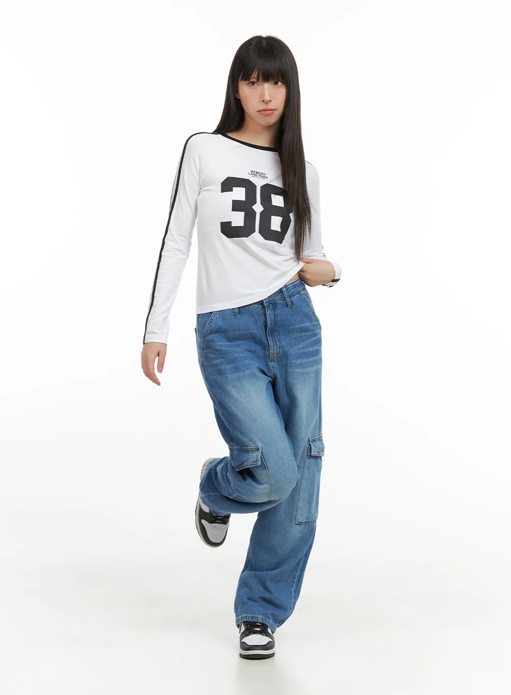 Blokecore Cotton Lettering Raglan Crop Top CG420 sold by Lewkin product image thumbnail 2
