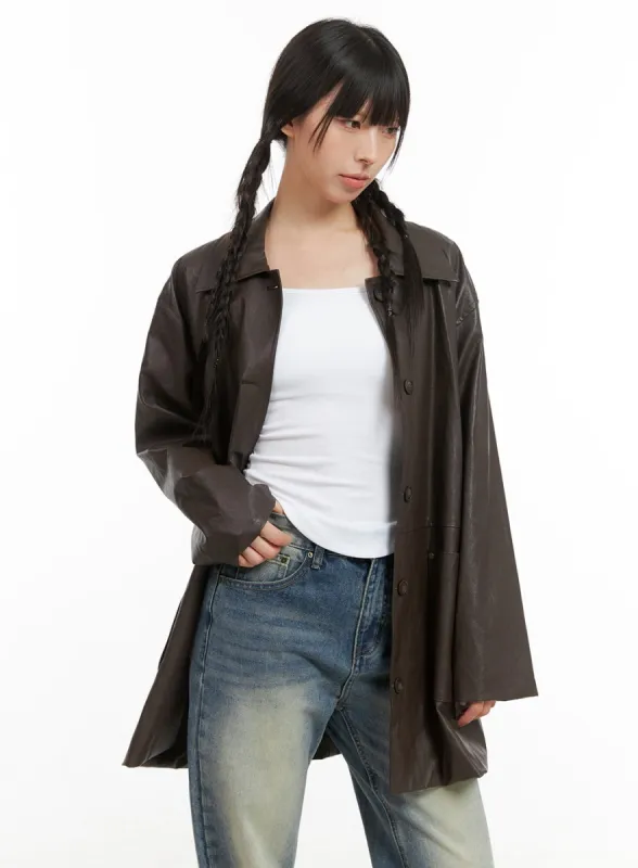 Oversized Faux Leather Jacket CG420 sold by Lewkin