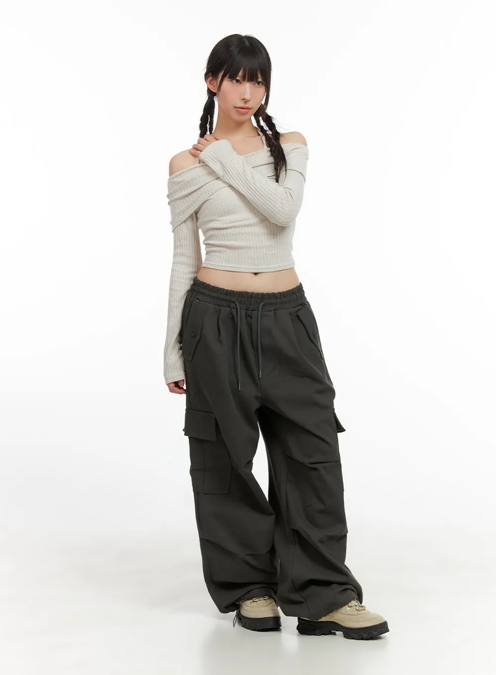 Cargo Chic Banded Wide Fit Pants CG420 sold by Lewkin product image thumbnail 2