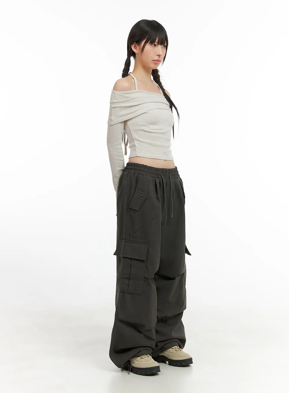 Cargo Chic Banded Wide Fit Pants CG420 sold by Lewkin product image thumbnail 3
